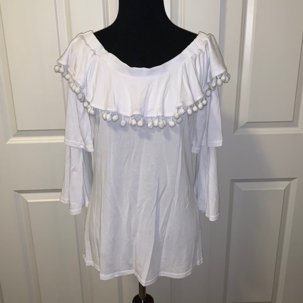 Love Scarlett White Pom Pom top
